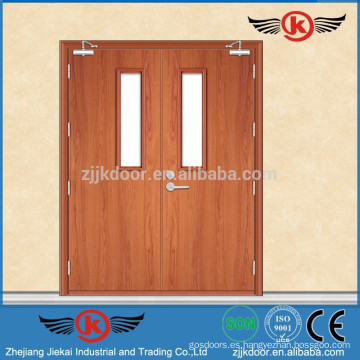 Puerta de entrada de madera de doble hoja JK-FW9104 se utiliza en acceso de emergencia